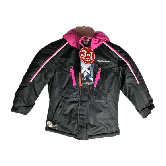 Zeroxposur 3-in-1 WINTER Snow JACKET Ski GIRLS Sz 4-5 XS Black Pink NEW W/ TAGS - Picture 8 of 13